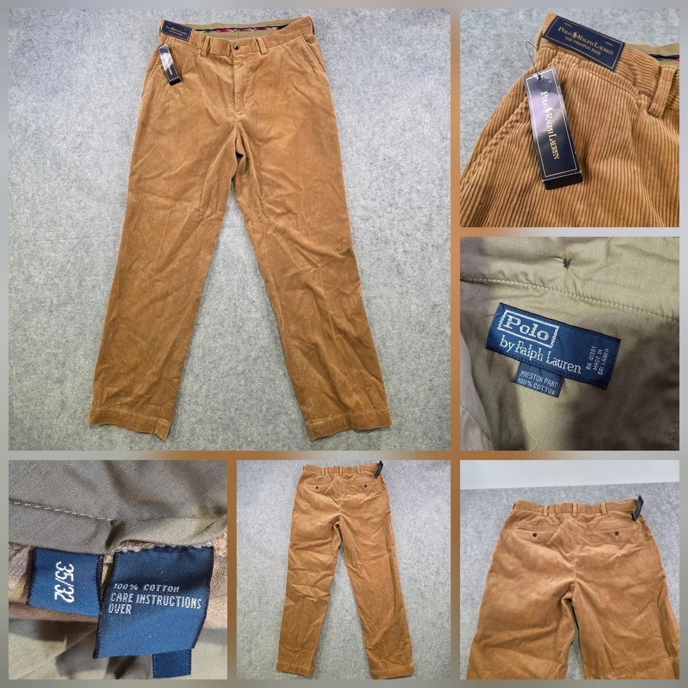 Polo Ralph Lauren Pants Mens 35x32 Brown Corduroy Preston Prospect Chino NWT